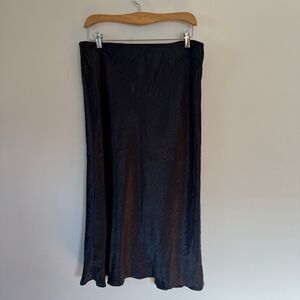 BABATON Black Crinkle Satin Midi Skirt Witchy Whimsygoth Fairy Core 16